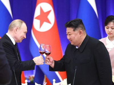 Путин и Ким Чен Ын на торжественном приеме, 19.06.24. Фото: kremlin.ru